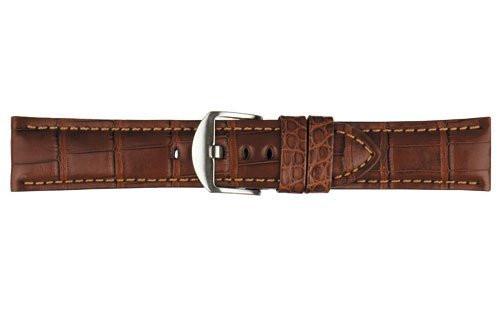 Hadley Roma Genuine Matte Alligator Panerai Style Chestnut Watch Strap