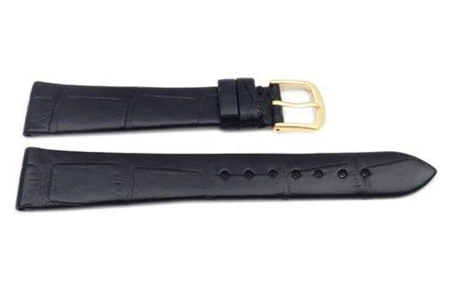 Hadley Roma Mens' Square Grain Genuine Alligator Black Flat Watch Strap