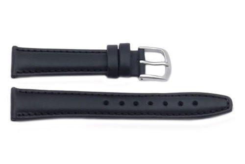 Hadley Roma Light Padded Black Oil-Tan Leather Watch Strap