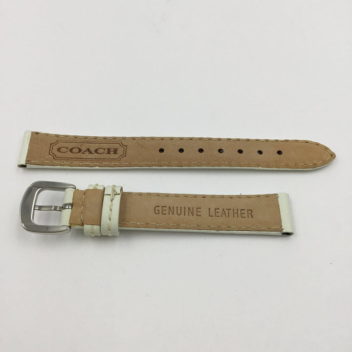 Genuine Coach White Smooth Leather 13mm Watch Band image