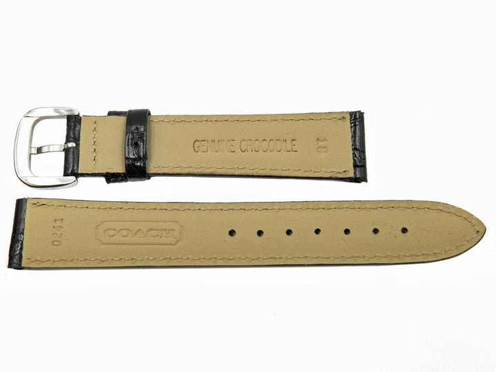 Coach Genuine Crocodile Leather Black 18mm Watch Band image