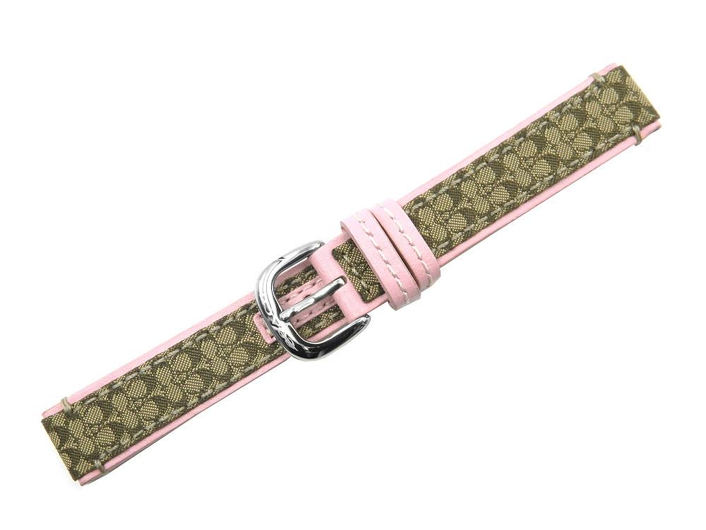 Coach Women's 15mm Brown Monogram w/ Pink Leather Accent Watch Strap image