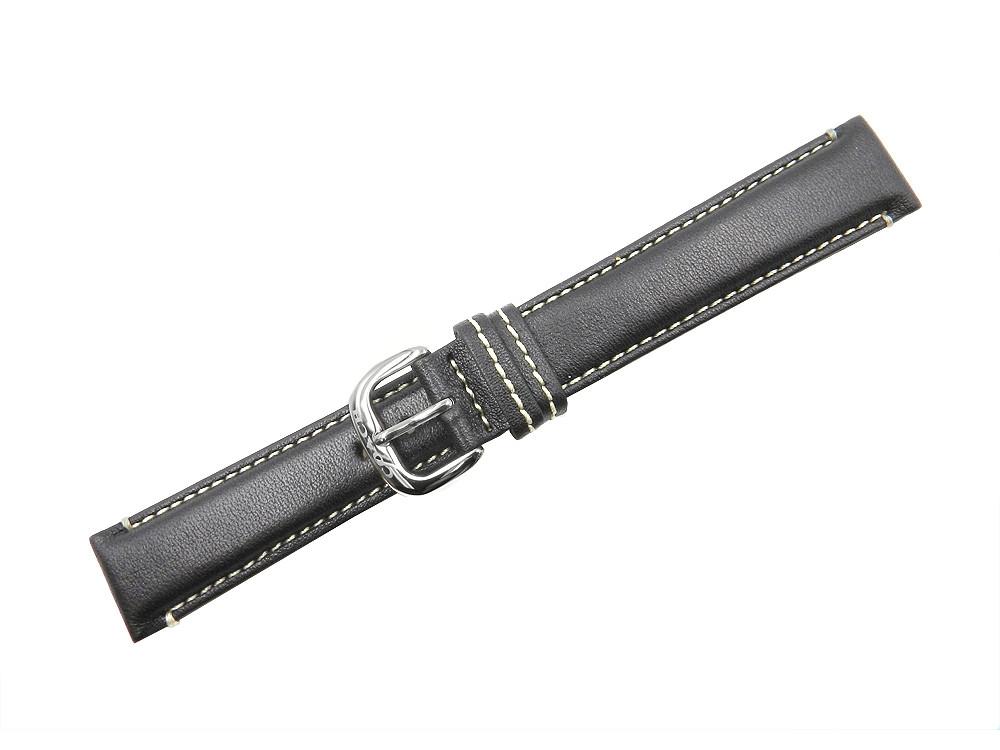 Coach 18mm Black Leather Watch Strap w/ White Stitching image