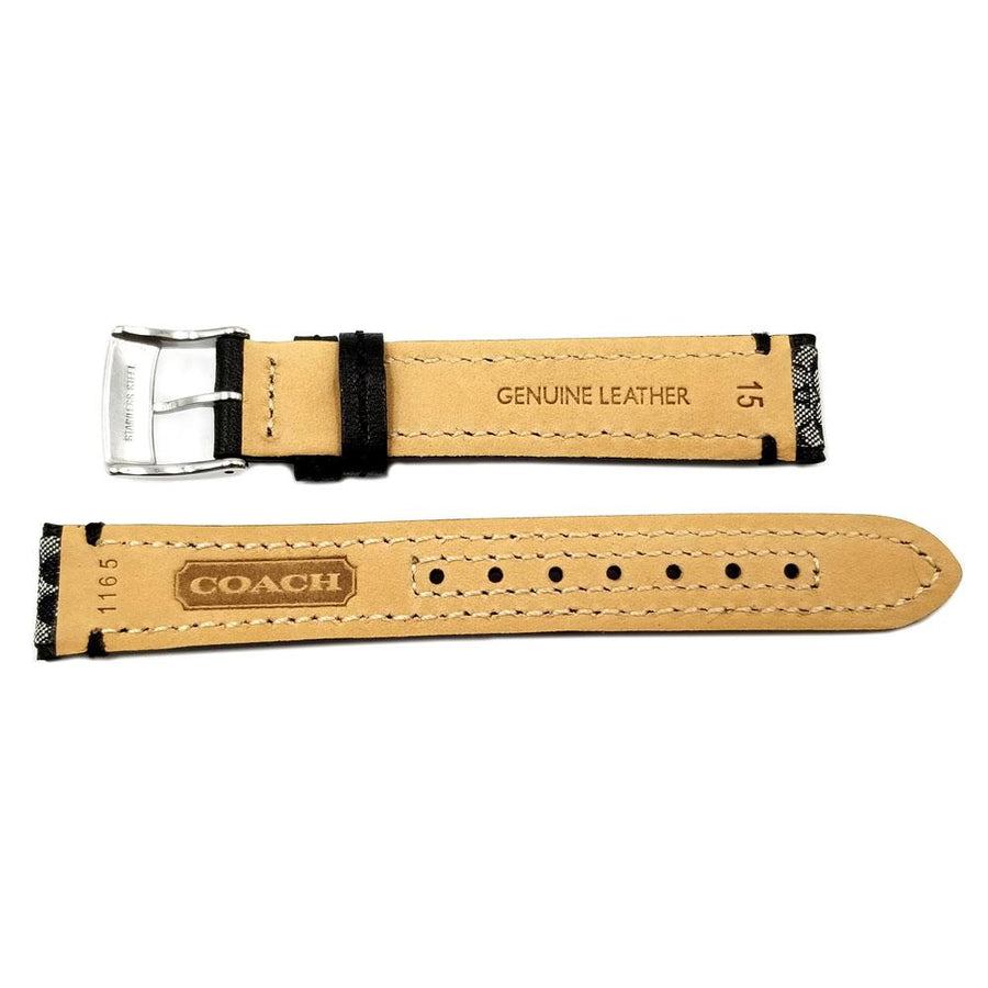 Genuine Coach Black Smooth Leather 15mm Watch Band image