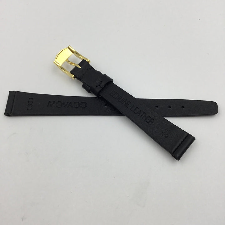 Genuine Movado Black Smooth Leather 13mm Watch Band image