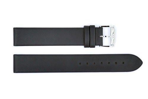 Genuine Movado 18mm Long Length Black Genuine Leather Smooth Watch Strap image