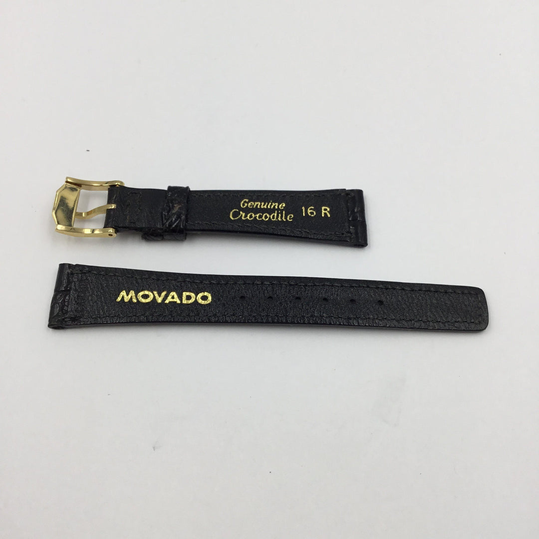 Movado Genuine Crocodile Leather Black 16mm Watch Band image