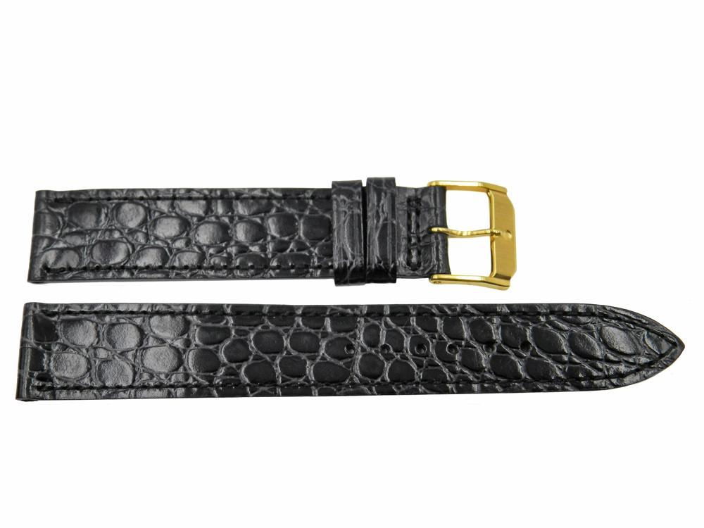 Genuine Movado Alligator Grain Calfskin Leather Black 17mm Watch Band image