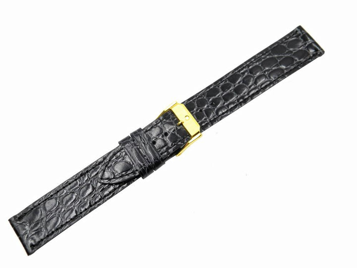 Genuine Movado Alligator Grain Calfskin Leather Black 17mm Watch Band image