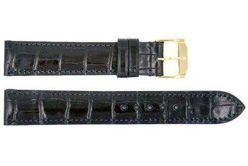 Genuine Movado Textured Leather Black Crocodile Grain Calfskin 17mm Watch Strap image