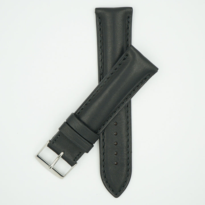 Viena Black Padded Leather Watch Strap image