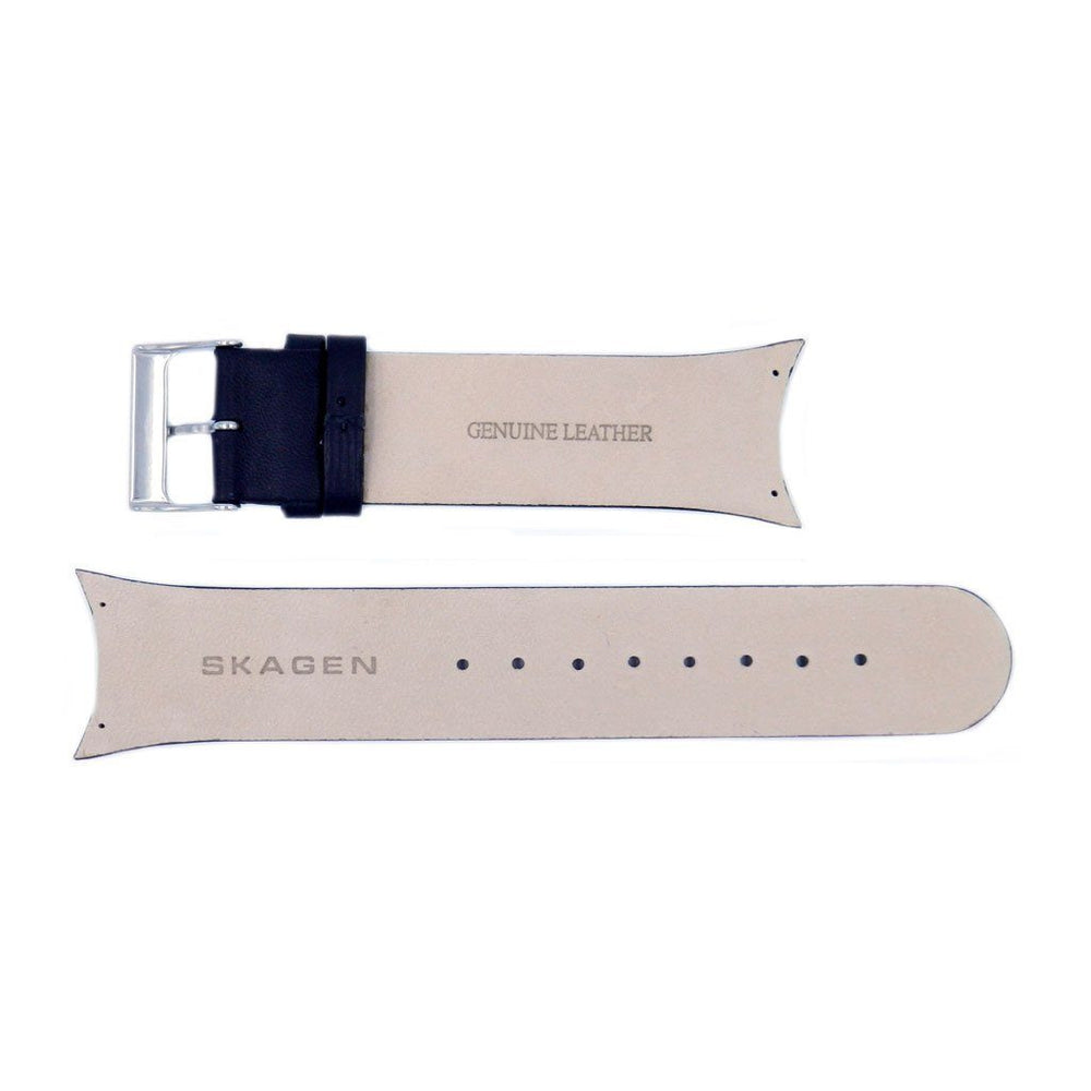 Genuine Skagen Black Smooth Leather 24mm Watch Strap - Screws image