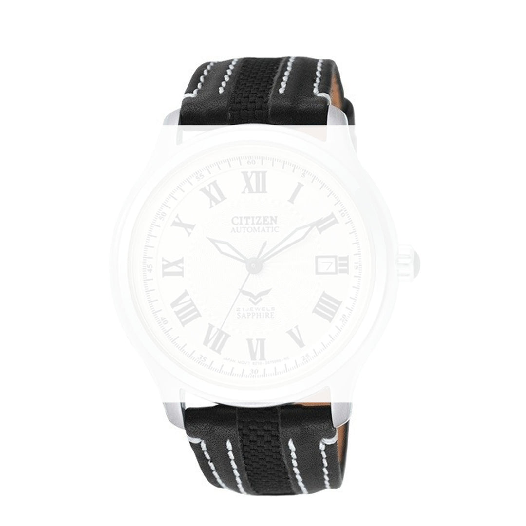 Citizen 21mm Black Strap White Stitched image