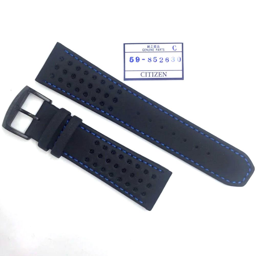 CITIZEN WATCH BAND BLACK W/ BLUE STITCHING 23MM image