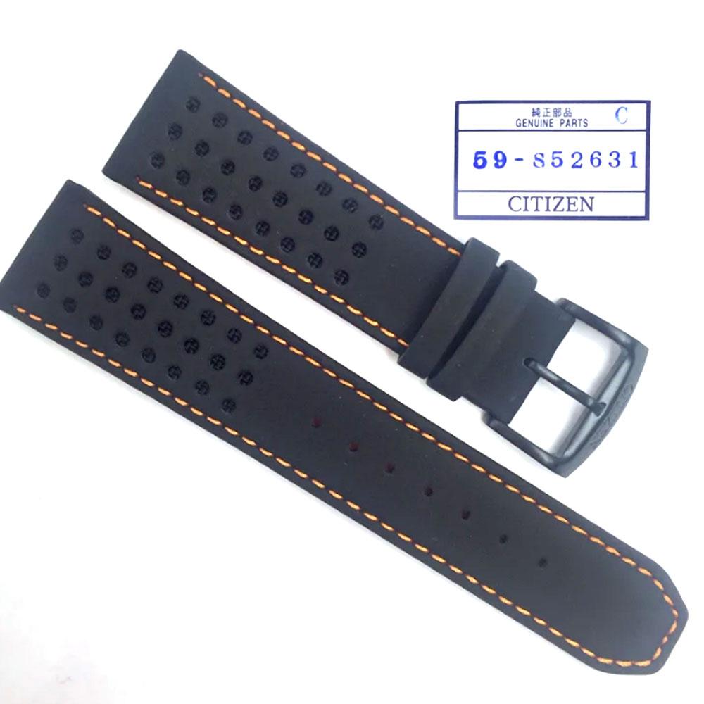 CITIZEN WATCH BAND BLACK W/ ORANGE STITCH 23MM SPECIALTY PART # 59-S52631 image