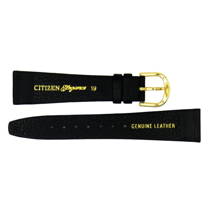 Genuine Citizen Black Flat Smooth Leather 19mm Watch Band image