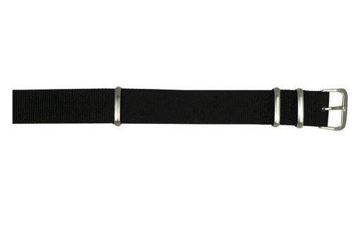 Hadley Roma Black One Piece Nylon Nato Style Watch Band