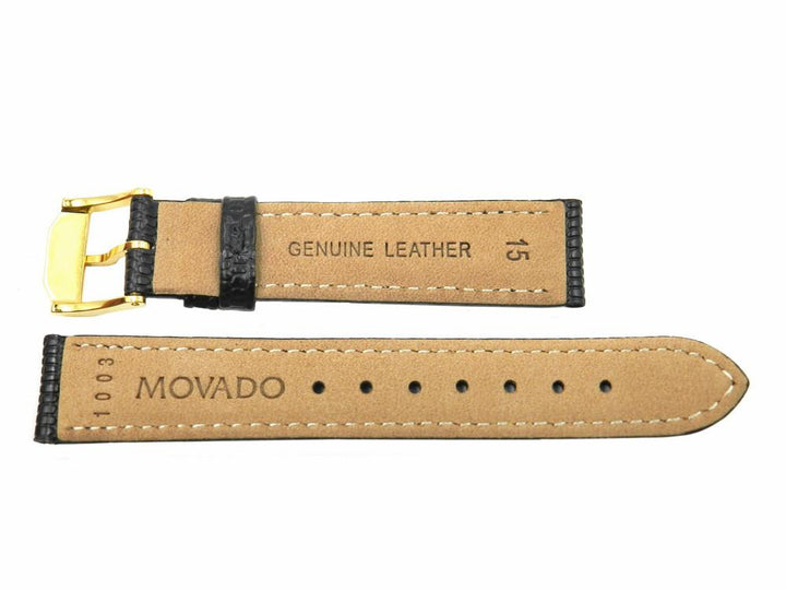 Genuine Movado Black Lizard Grain 15mm Short Watch Strap image