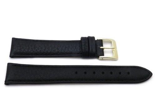 Genuine Textured Leather Anti-Allergic Black Watch Band