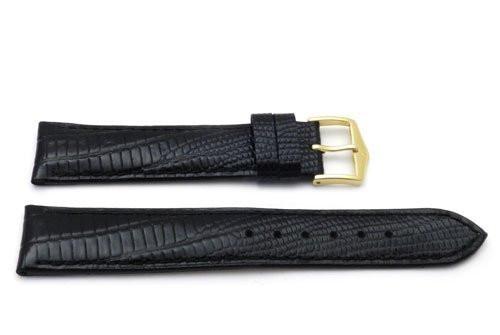 Genuine Textured Leather Lizard Grain Anti-Allergic Black Watch Strap