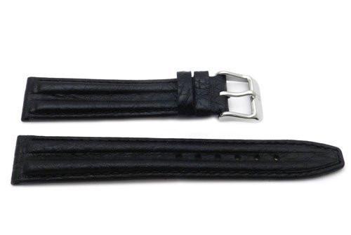 Genuine Textured Sport Leather Anti-Allergic Black Watch Strap