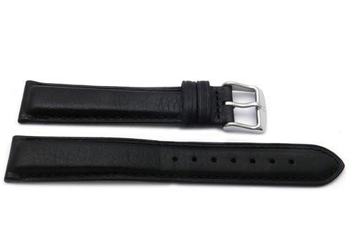 Genuine Textured Leather Anti-Allergic Thick Black Watch Strap