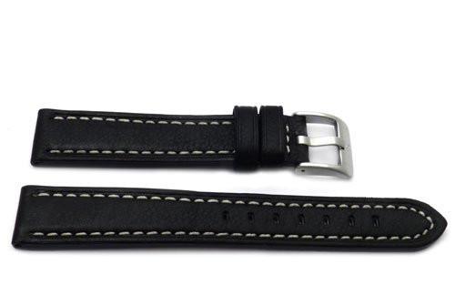 Genuine Textured Sport Leather Anti-Allergic Black Watch Band