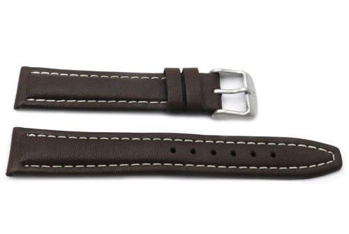 Genuine Smooth Sport Leather Anti-Allergic Brown Watch Strap