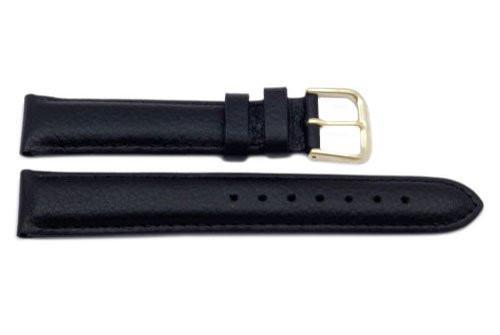 Genuine Textured Soft Leather Black Watch Band