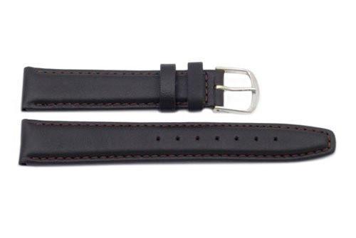 Genuine Smooth Leather Elegant Dark Brown Watch Band