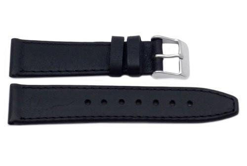 Genuine Smooth Leather Movado Style Short Black Watch Band