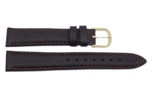 Genuine Textured Leather Dark Brown Watch Strap