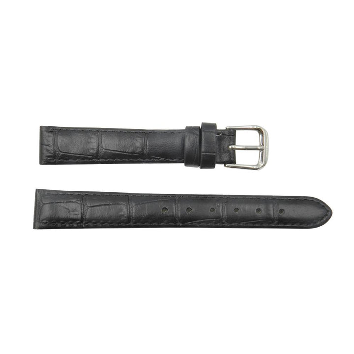 Genuine Leather Square Crocodile Grain Black Watch Strap image