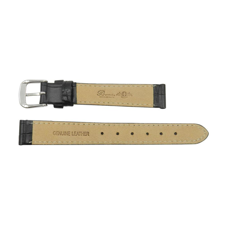 Genuine Leather Square Crocodile Grain Black Watch Strap image