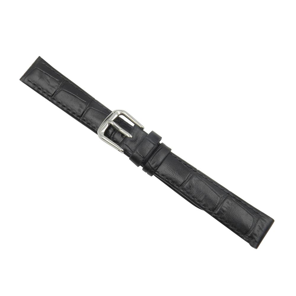 Genuine Leather Square Crocodile Grain Black Watch Strap image