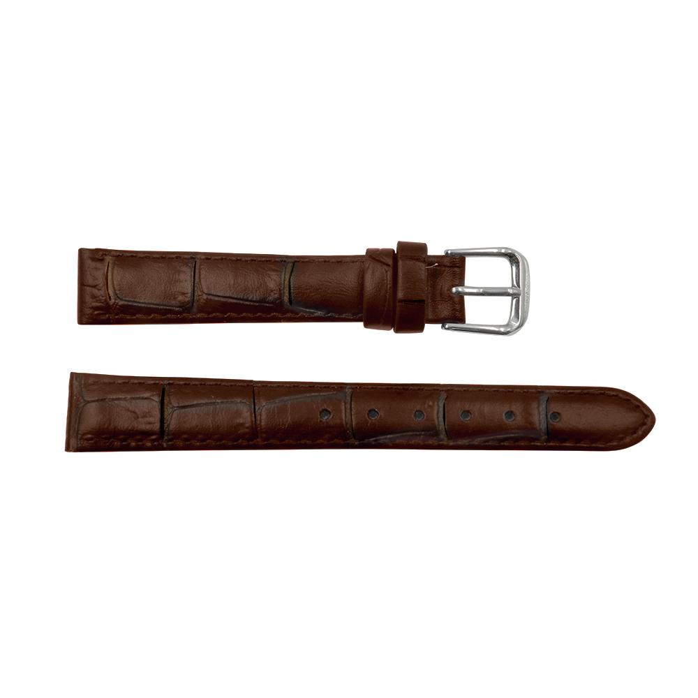 Genuine Leather Square Crocodile Grain Brown Watch Strap image