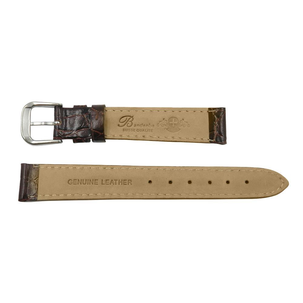 Genuine Leather Crocodile Grain Chestnut 16mm Watch Strap image