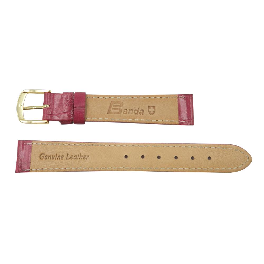 Genuine Leather Alligator Grain Hot Pink Watch Band image