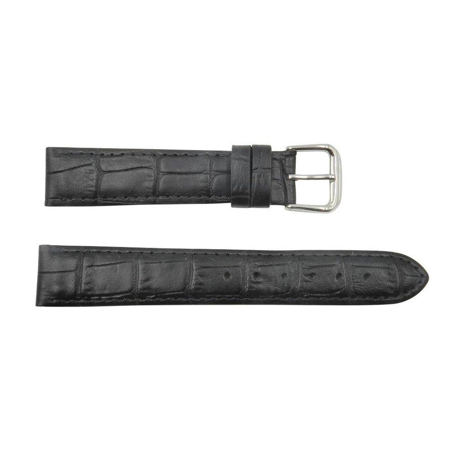 Genuine Leather Square Crocodile Grain Black Watch Strap image