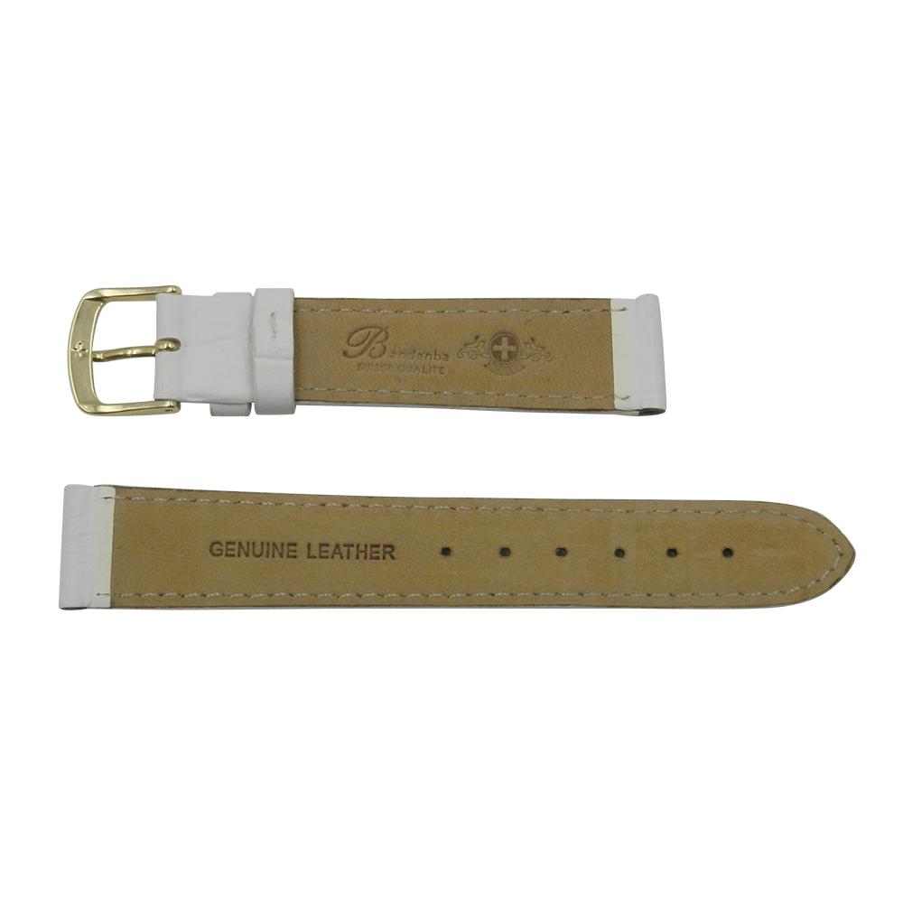 Genuine Leather Alligator Grain Pastel White Watch Strap image