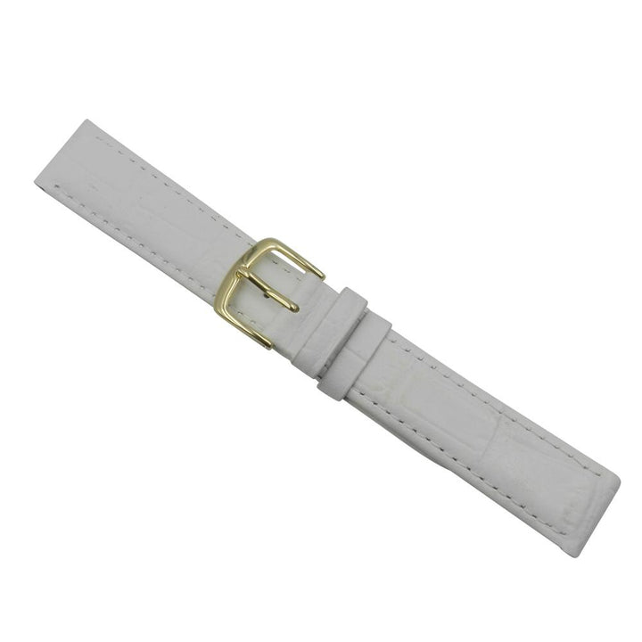 Genuine Leather Alligator Grain Pastel White Watch Strap image