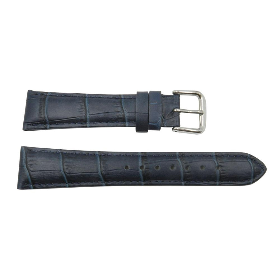 Genuine Leather Square Crocodile Grain Navy Blue Watch Strap image