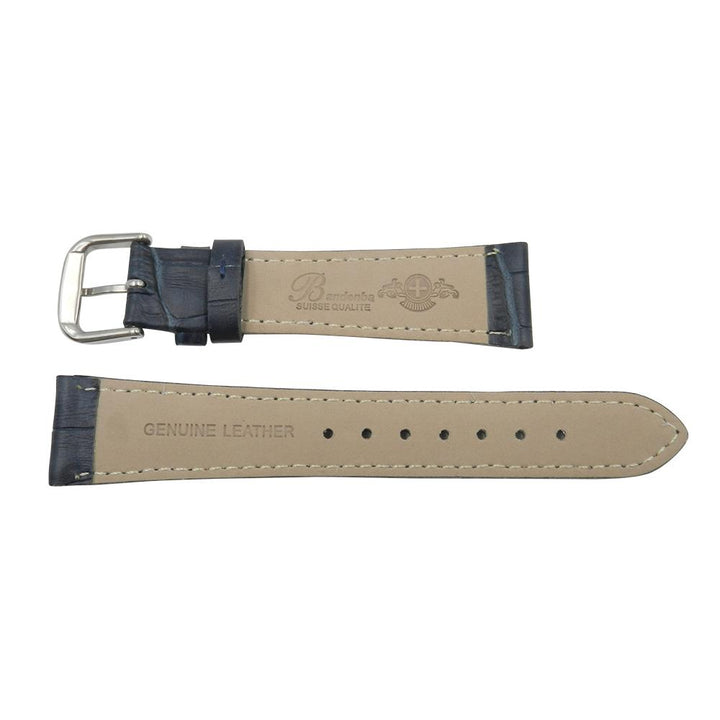 Genuine Leather Square Crocodile Grain Navy Blue Watch Strap image