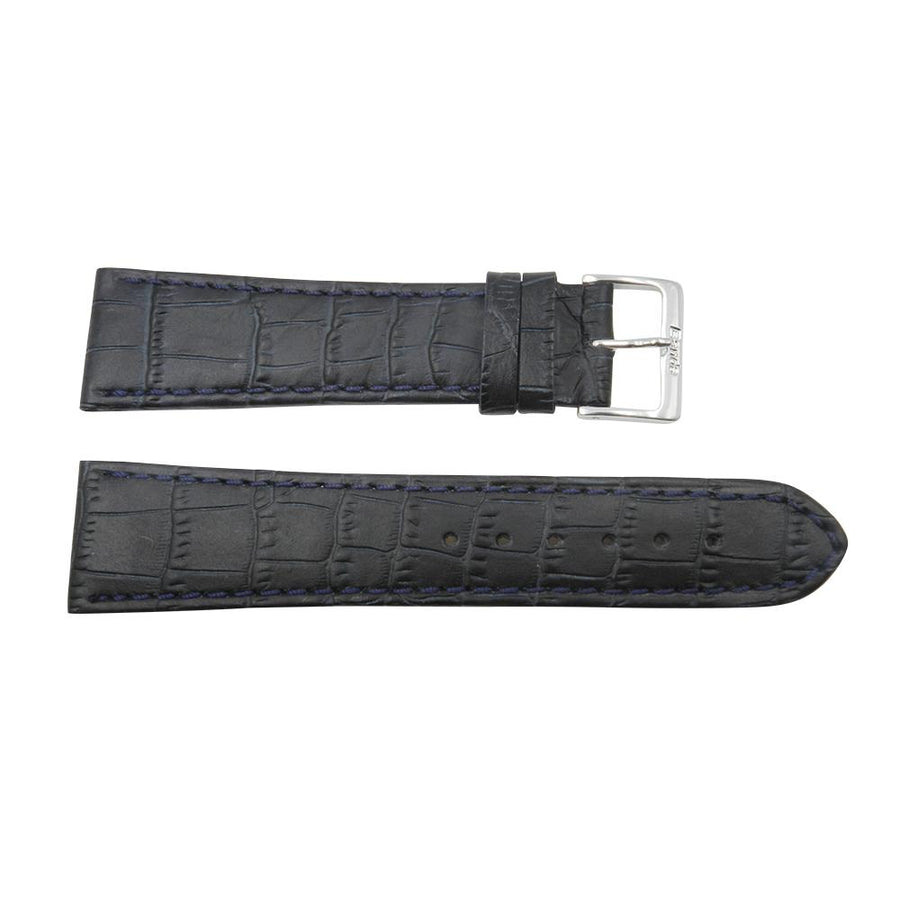 24mm Genuine Leather Alligator Grain Long Blue Watch Band image