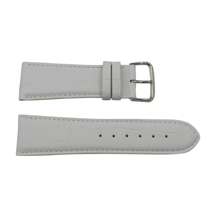 Genuine Leather Alligator Grain Pastel White Watch Strap image