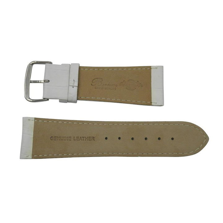 Genuine Leather Alligator Grain Pastel White Watch Strap image