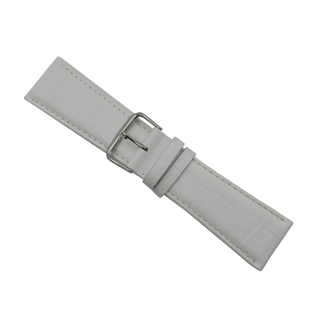 Genuine Leather Alligator Grain Pastel White Watch Strap image