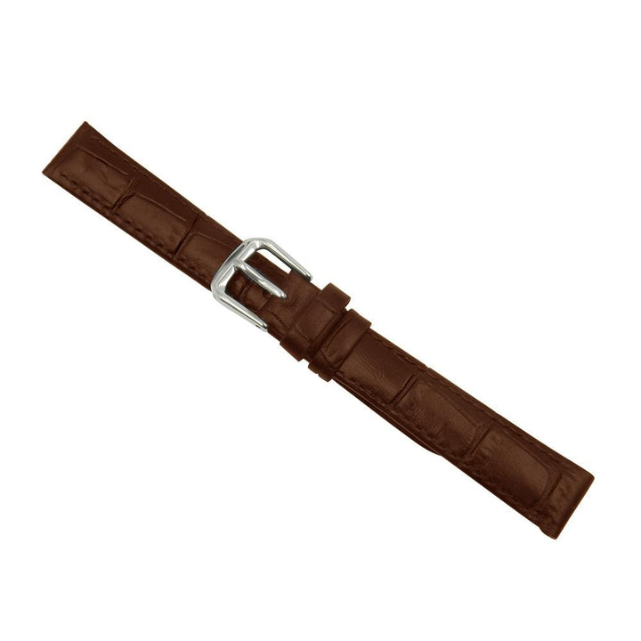 Genuine Leather Square Crocodile Grain Brown Watch Strap image