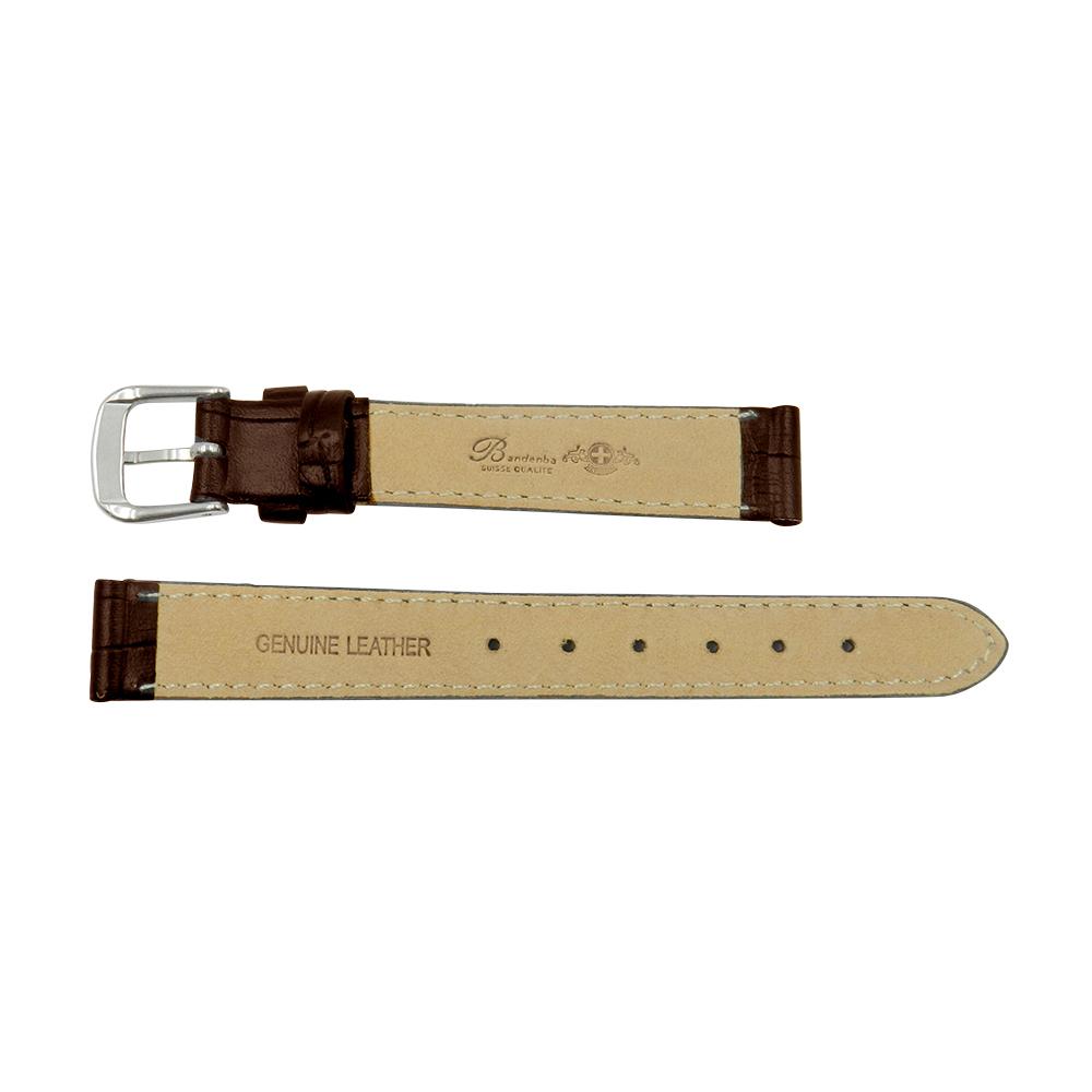 Genuine Leather Square Crocodile Grain Brown Watch Strap image