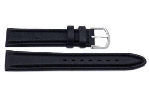 Genuine Smooth Leather Elegant Black Watch Band